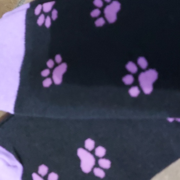 Paw Print Black/Purple Socks - Picture 1 of 1